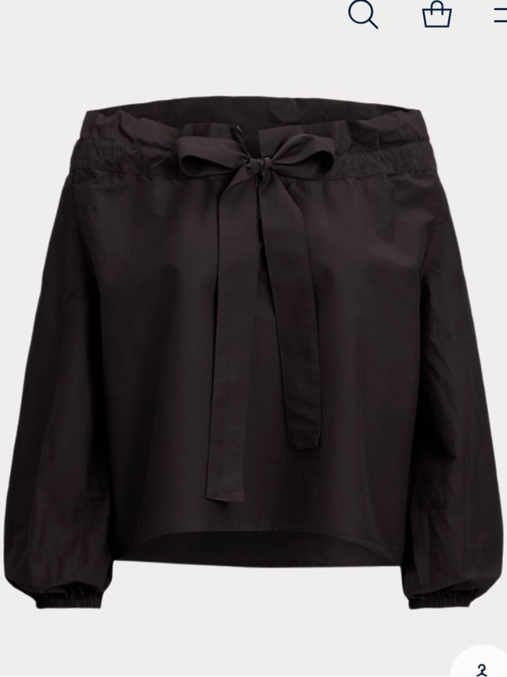 Polo by Ralph Lauren Black Off-Shoulder Tie-Front Blouse